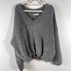 Zara Gray Sweater Oversized  Womens Small Warm Cozy Fuzzy Wool Winter Fall
